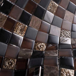Glossy and Matte Rich Brown Square Stones Porcelain Mosaic Tiles - Home Accessories & Decor