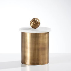 Tomar Antique Brass Ribbed Canister &ndash; Medium - Decorative Accents