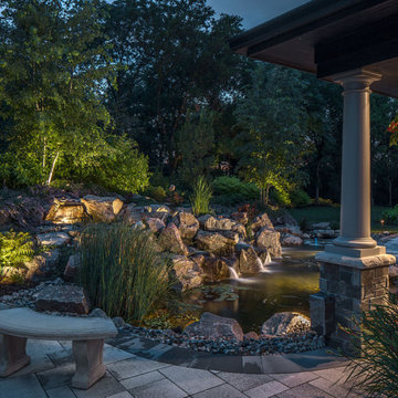 Pond Waterfall Landscape Lighting Design Elkhorn, Nebraska