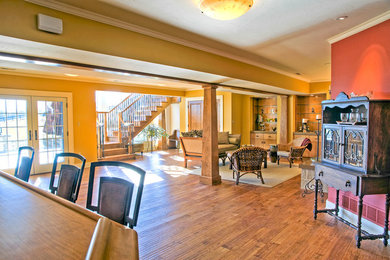 Example of a transitional living room design in Seattle