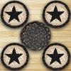 Black Star Round Coasters in a Basket (Set of 5)