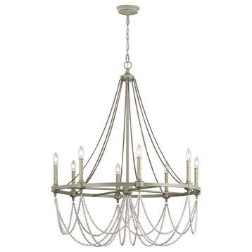 Beverly Eight Light Chandelier in French Washed Oak / Distressed White Wood