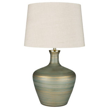 Ollie Transitional Antiqued Glass Table Lamp