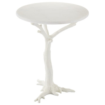 White Faux Bois Side Table