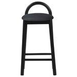 Meridian Furniture - Meridian Furniture Calvin Vegan Leather Stool, Black, Black Finish - Make them want to stay 'till closing time when you add one or more of these Calvin vegan leather counter stools to your home bar or kitchen counter. These handsomely rugged stools have an uber modern look to them, making them well at home in a variety of decorative settings. The black vegan leather seat is soft and comfy, so folks want to sit a spell and enjoy themselves. The black finish solid wood frame is durable and sturdy, and there's room to rest your feet around the bottom perimeter for added usability and comfort.