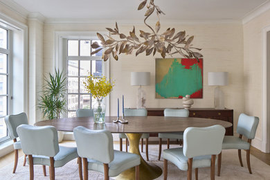 Example of a transitional dining room design in New York