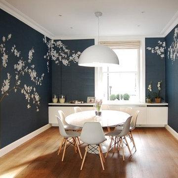 Handpainted wallpaper in Living room and dinning room