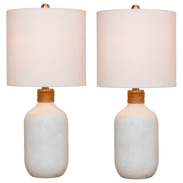 26" Island Jug Glass Table Lamps, Frosted White , Set of 2