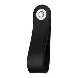 Walnut Studiolo - Leather Drawer Pull, The Hawthorne, Black, Wide, Nickel - Cabinet And Drawer Handle Pulls