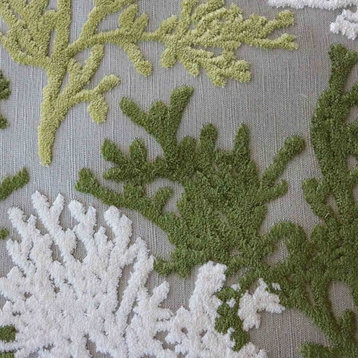 Reef Coral Pattern Cut Velvet Upholstery Fabric, Kelp
