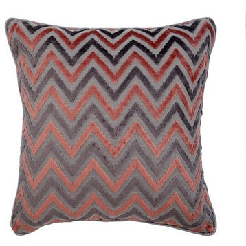 Grey Throw Pillow Cover, Chevron Geometric 24"x24" Silk, Chevron Pillow Top