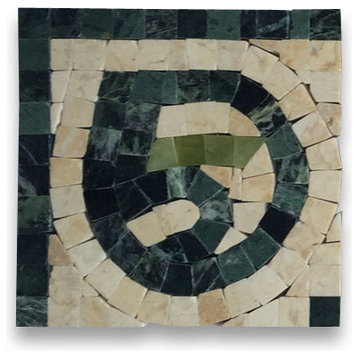 Marble Mosaic Border Decorative Insert Tile Carina Green 4x4 Polished, 1 piece