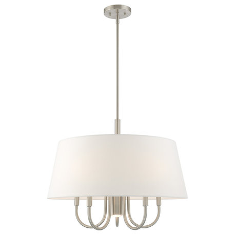 Livex Lighting Brushed Nickel 5 + 1 * Light Pendant Chandelier