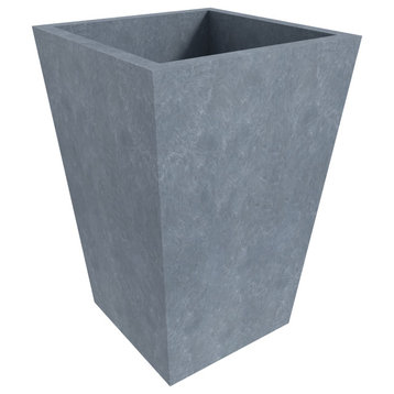 Serene Square Fiberstone Planter Pot for Indoor/Outdoor, Aged Concrete, 15" Height