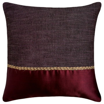 Wine Jute and Satin Jute Lace 20"x20" Throw Pillow Cover, Jute Wine Suit