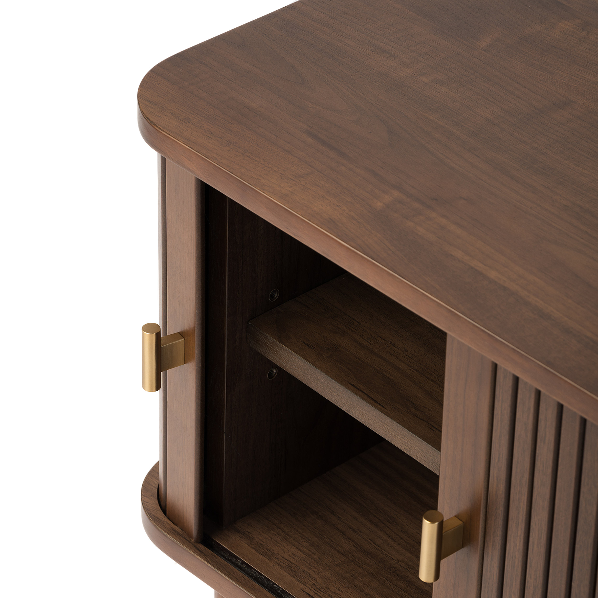 Studio London Murray Mid-Century Nightstand with Storage Brass Accents