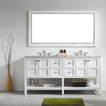 Florence Vanity in White with Marble Vanity Top in White with Basin