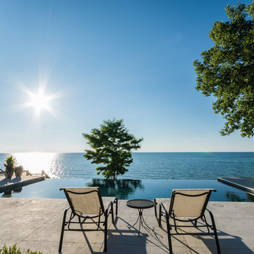 Infinity Edge Fiberglass Pool with Automatic Cover