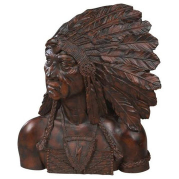 Bust Statue Indian Chief American West Southwestern Hand-Painted OK