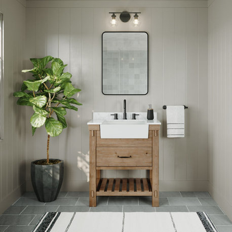 Bosque Bath Vanity, Weathered Fir, 30", Single Sink, Farmhouse, Freestanding