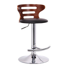 Baxton Studio - Baxton Studio Buell Walnut and Black Modern Bar Stool - Bar Stools and Counter Stools
