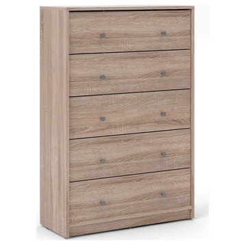 Pemberly Row Engineered Wood Portalnd 5 Drawer Chest in Truffle
