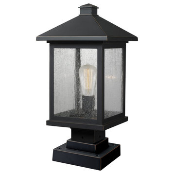 Portland 1-Light Outdoor Pier Mounted Fixture Light In Oil Rubbed Bronze