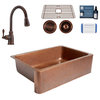 Adams Copper 33" Single Bowl Farmhouse Undermount Kitchen Sink with Faucet