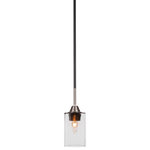 Toltec Lighting - Paramount Mini Pendant, Matte Black & Brushed Nickel, 4" Clear Bubble - Enhance your space with the Paramount 1-Light Mini Pendant. Installation is a breeze - simply connect it to a 120 volt power supply and enjoy. Achieve the perfect ambiance with its dimmable lighting feature (dimmer not included). This pendant is energy-efficient and LED-compatible, providing you with long-lasting illumination. It offers versatile lighting options, as it is compatible with standard medium base bulbs. The pendant's streamlined design, along with its durable glass shade, ensures even and delightful diffusion of light. Choose from multiple finish, color, and glass size variations to find the perfect match for your decor.