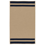 Colonial Mills - Denali End Stripe Indoor/Outdoor Rug Coastal Polypropylene DE75 Navy, 8'x10' - Understated show-stopper. Double-striped. Classic design matches your home. Put it under dining room table. Accentuate your sunroom. Refine your patio. Neutral base color. Muted accents.