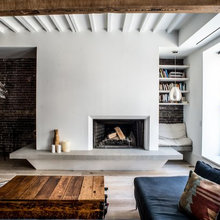 Living area - fireplace, materials, etc.