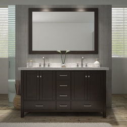 Ace 61 inch Double Sink Bathroom Vanity Set Espresso Finish - Bathroom Vanities And Sink Consoles