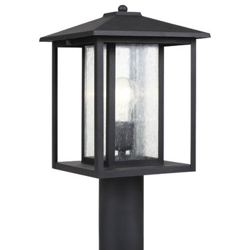 Sea Gull Lighting 1-Light Outdoor Post Lantern, Black