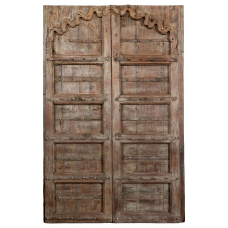 Consigned Antique Arched Door Entry Doors Exterior Carved Double Door 82