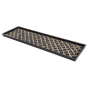 46.5"x14"x1.5" Natural/Recycled Rubber Boot Tray Black/Ivory Coir Insert