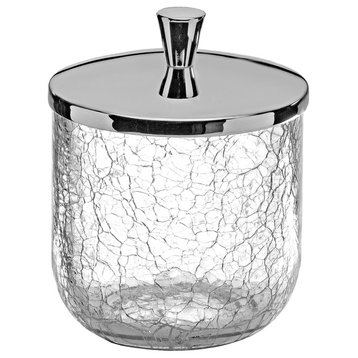 Crackle Cotton Ball Swap Container Cup Holder, Chrome