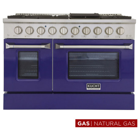 Kucht Professional 48" Stainless Steel Natural Gas Range in Silver/Blue