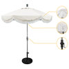 9' Matte Black Surfside Patio Umbrella With Ribs and White Fringe, Buttercup