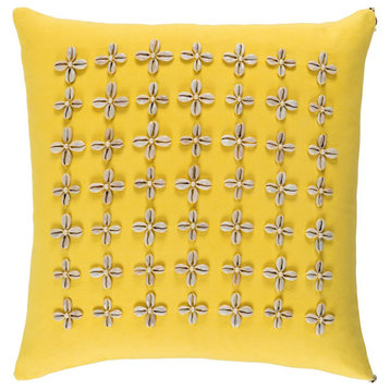 Lelei by Surya Poly Fill Pillow, Saffron/Cream, 20' x 20'