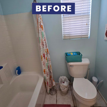 Before: Kids’ Tub-Shower Bathroom in Placentia