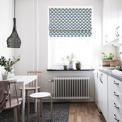 Quick Fix Washable Roman Window Shades Flat Fold , Blue Floral A - Roman Shades