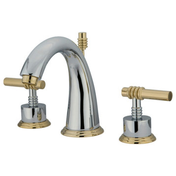 Kingston Widespread Bathroom Faucet With Pop-Up , Polished Chrome/Polished Brass