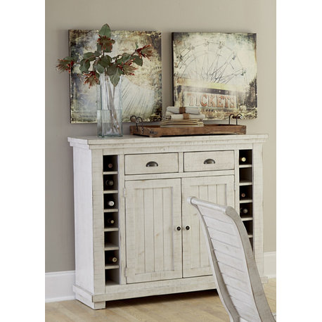 Willow Server - Distressed Pine - White