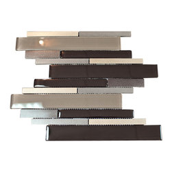 Matte Beige, Grey And Black Aliminum Glass Mosaic Tile Random Z Pattern for Bath - Home Accessories & Decor