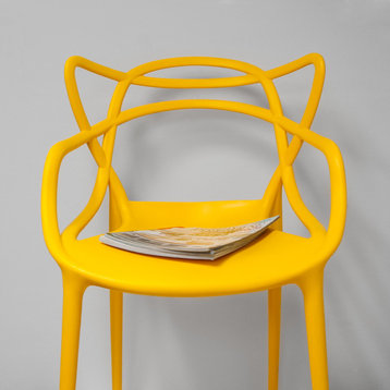 Mod Made Modern Plastic Loop Dining Chair, Set of 2, Yellow
