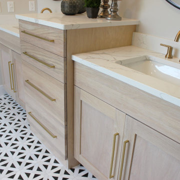 Oak, and White Kitchen with Matte Black Accents in Iowa Aspen Homes Farmhouse