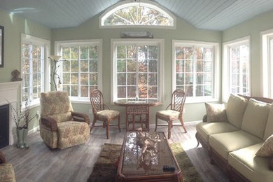 Living room - coastal living room idea in Boston