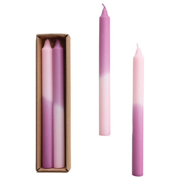 Tall Unscented Twisted Taper Candles, Lilac, Set of 2