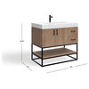 Bahia Bath Vanity, Oak, 36", Matte Black Hardware, Single, Freestanding