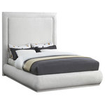 Meridian Furniture - Brooke Linen Textured Fabric Upholstered Bed, Cream, Queen - Sleep like royalty when you're snoozing in this Brooke linen textured fabric bed. The big attraction here is super high headboard that towers over your sleeping space, adding elegance and refinement with every inch. A padded surface on the headboard gives you a comfortable spot for reading or watching TV before bed. Both the base and the headboard feature rich cream linen textured fabric upholstery for a lavish look that wows from every angle.